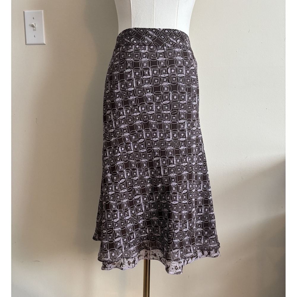 Vintage Y2K Fairy Boho SILK Skirt Plus Size 20 Beaded Brown Purple A Line Flowy